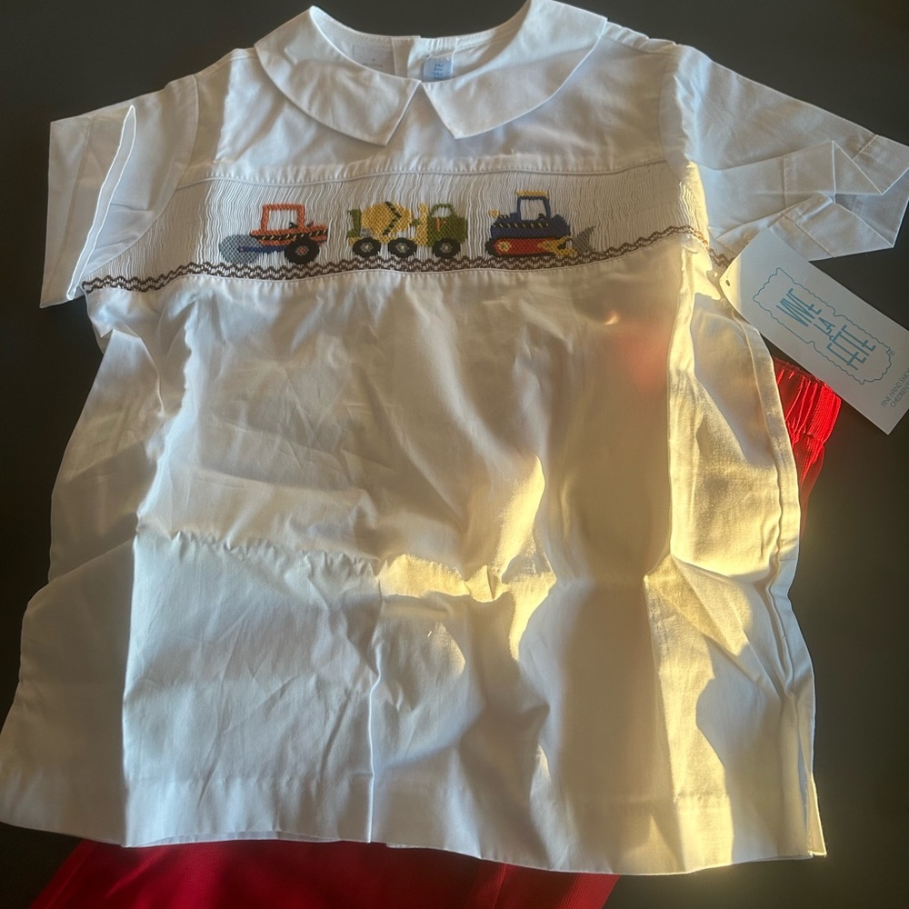 Brand new with tags size viva la fete 6 smocked shirt and pants set for boys.